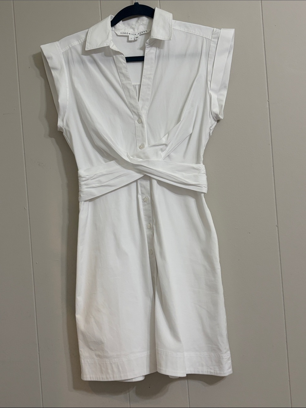 Veronica Beard Nagano twist front dress size 2 white cotton